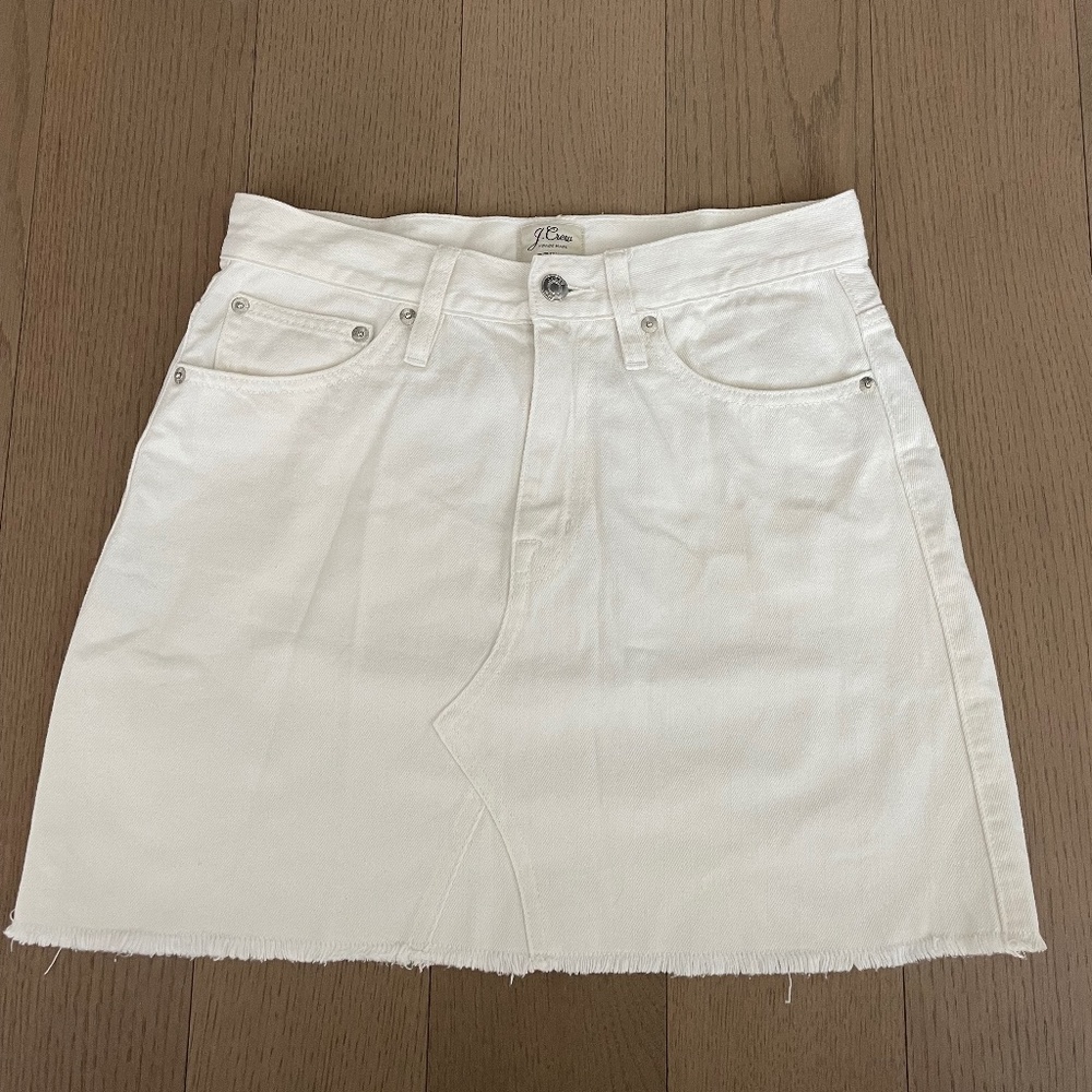 J Crew White Denim Skirt Size 27